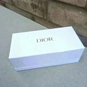 Dior Sunglass box in white pebble texture with gold lettering  - new